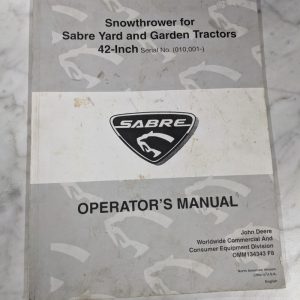 Sabre John Deere Snowthrower 42” Yard Garden Tractors Omm134343 F8 Manual