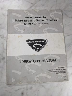 Sabre John Deere Snowthrower 42” Yard Garden Tractors Omm134343 F8 Manual