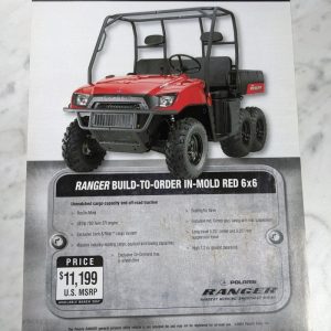 Polaris Sales Brochure Specifications Price Ranger In-Mold Red 6X6 Utv Atv 2007