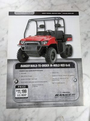 Polaris Sales Brochure Specifications Price Ranger In-Mold Red 6X6 Utv Atv 2007