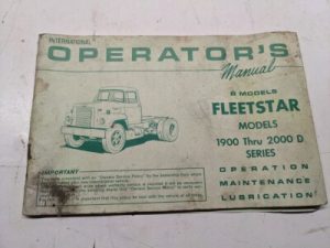 International Operators Manual Fleetstar Model 1900 2000 D Series Maintenance Ih