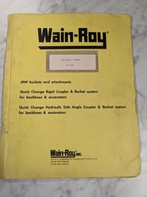 Wain-Roy Jaw Buckets Manual Jd 510C Operator Service Manual Parts List Book 1984