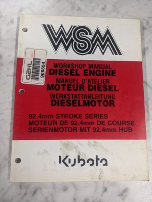 Kubota Diesel Engine Workshop Service Repair Manual Wsm 92.4Mm Stroke Series