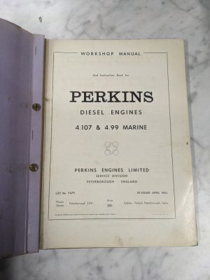 Perkins Engines Diesel Workshop Repair Service Manual 4.107 4.99 Marine 1963