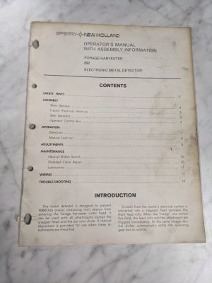 Sperry New Holland Operator'S Manual Assembly Information Forage Harvester 892