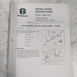 New Holland Installation Instruction Manual Fuel Line Kit Hw300 320 340 86599524