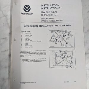 New Holland Installation Instruction Screen Cleaner Kit Hw300 320 340 86617837