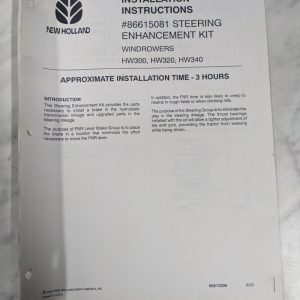 New Holland Installation Instruction Steering Enhancement Kit Hw 300 86615295