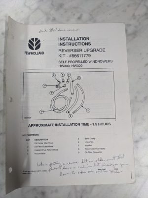 New Holland Installation Instruction Manual Reverse Upgrade Kit Hw 86613487