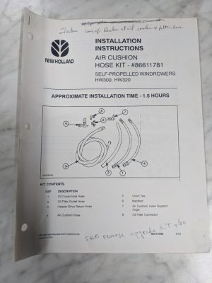New Holland Installation Instruction Manual Air Cushion Hose Kit 86611781 Hw300