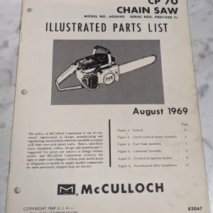 Mcculloch Chain Saw Illustrated Parts List Book Manual Catalog Cp 70 1969 83067