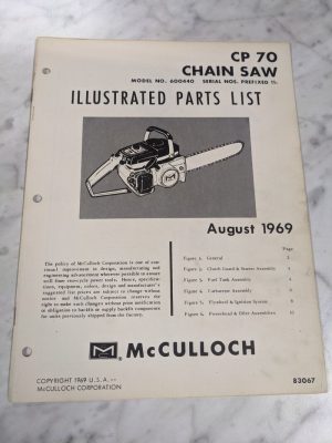 Mcculloch Chain Saw Illustrated Parts List Book Manual Catalog Cp 70 1969 83067