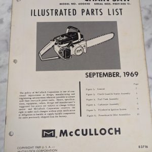 Mcculloch Chain Saw Illustrated Parts List Book Manual Catalog Cp 70 1969 83716