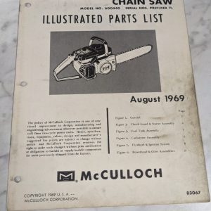 Mcculloch Chain Saws Illustrated Parts List Book Manual Catalog Cp 70 1969 83067