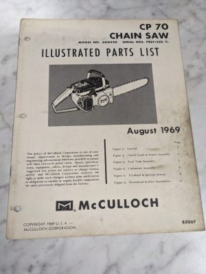 Mcculloch Chain Saws Illustrated Parts List Book Manual Catalog Cp 70 1969 83067