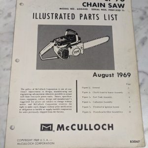 Mcculloch Chainsaws Illustrated Parts List Book Manual Catalog Cp 70 1969 83067
