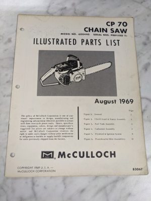 Mcculloch Chainsaws Illustrated Parts List Book Manual Catalog Cp 70 1969 83067