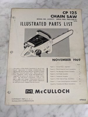 Mcculloch Chain Saw Illustrated Parts List Book Manual Catalog Cp 125 1969 69663