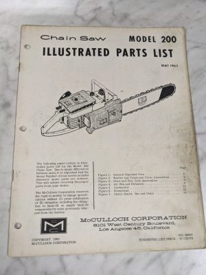 Mcculloch Chain Saw Illustrated Parts List Manual Catalog Model 200 1963 60307