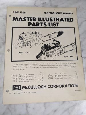 Mcculloch Chain Saws Master Illustrated Parts List Manual 200/300 Series Engines