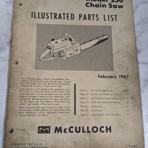 Mcculloch Chain Saw Illustrated Parts List Manual Catalog Model 250 1967 66348