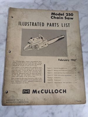 Mcculloch Chain Saw Illustrated Parts List Manual Catalog Model 250 1967 66348