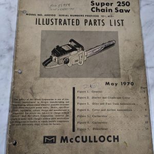 Mcculloch Chain Saw Illustrated Parts List Manual Catalog Super 250 1970 84268