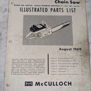 Mcculloch Chain Saw Illustrated Parts List Manual Catalog Model 250 1969 83499