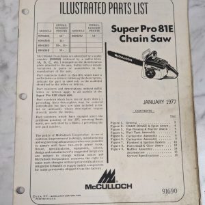 Mcculloch Chain Saw Parts List Illustrated Manual Super Pro 81E 1977 91690