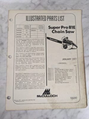 Mcculloch Chain Saw Parts List Illustrated Manual Super Pro 81E 1977 91690