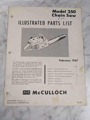 Mcculloch Chain Saw Parts List Illustrated Manual Catalog Model 250 1967 66348