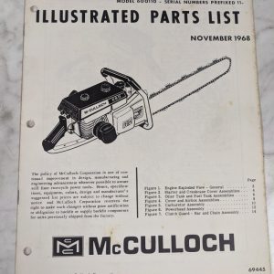 Mcculloch Chain Saw Parts List Illustrated Manual Catalog Model 550 69445 1968