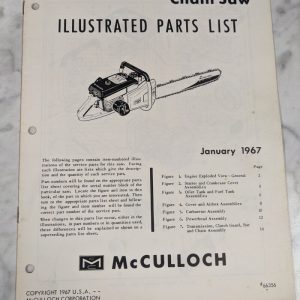 Mcculloch Chain Saw Parts List Illustrated Manual Catalog Model 650 66356 1967