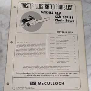 Mcculloch Chainsaw Part List Master Illustrated Manual 650 600 Series 1970 84538