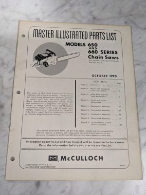Mcculloch Chainsaw Part List Master Illustrated Manual 650 600 Series 1970 84538