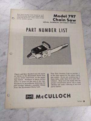 Mcculloch Chain Saw Parts Number List Book Manual Model 797 67261