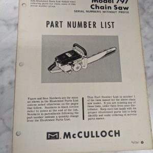 Mcculloch Chain Saw Parts Number List Book Manual Model 797 #67261