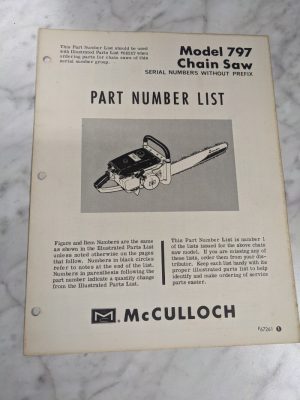 Mcculloch Chain Saw Parts Number List Book Manual Model 797 #67261