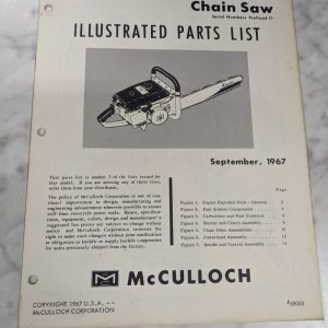 Mcculloch Chain Saw Parts List Book Illustrated Manual Model 797 1967 68088