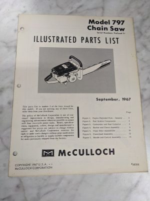 Mcculloch Chain Saw Parts List Book Illustrated Manual Model 797 1967 68088