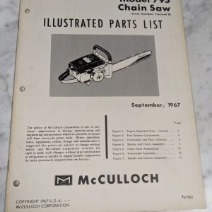 Mcculloch Parts List Book Illustrated Manual Chain Saw Model 795 67982 1967