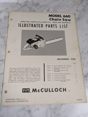 Mcculloch Parts List Book Illustrated Manual Chain Saw Model 660 69448 1968