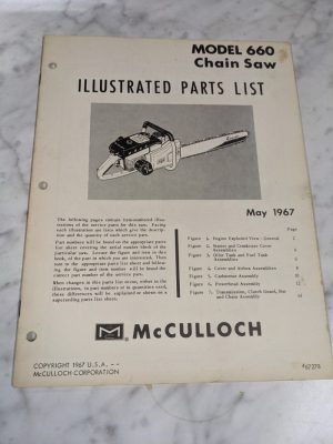 Mcculloch Parts List Book Illustrated Manual Chain Saw Model 660 67278 1967