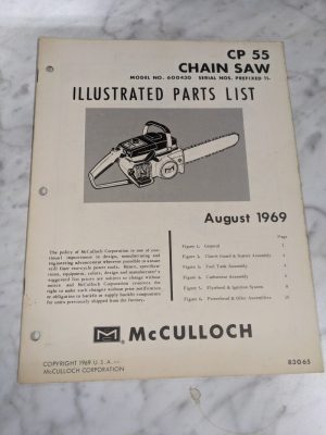 Mcculloch Parts List Book Illustrated Manual Chain Saw Model Cp 55 83065 1969