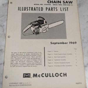 Mcculloch Parts List Book Illustrated Manual Chain Saw Model Cp55 83711 1969