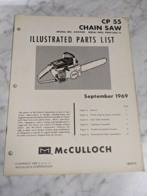 Mcculloch Parts List Book Illustrated Manual Chain Saw Model Cp55 83711 1969