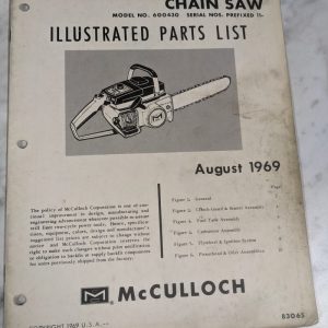 Mcculloch Parts List Book Illustrated Manual Chain Saw Model Cp55 83065 1969