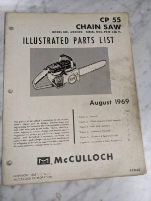 Mcculloch Parts List Book Illustrated Manual Chain Saw Model Cp55 83065 1969