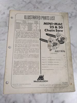 Mcculloch Parts List Illustrated Manual Chain Saw Mini Mac 25 30 1976 92290