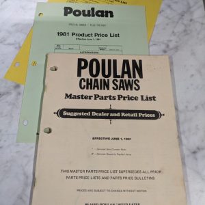 Poulan Chain Saws Dealer Master Parts Price List June 1981 Retail Suggested